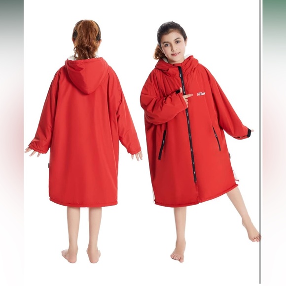 NWOT Hiturbo Warm Kids Oversize Swim Parka: Waterproof Changing Robe,Size 7 - 14 - Picture 6 of 11